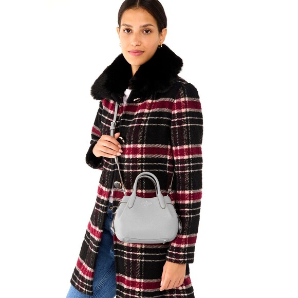 New Kate Spade Dumpling Mini Satchel Pebble Leather Mountain Grey - Picture 3 of 5